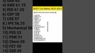 SUST Previous Year Subject Marks & Ranking  #gst_admission_2024 #sust #gst_cut_marks