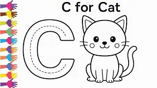 C for Cat | Letter C Tracing and Coloring Worksheet | Learn Alphabet for Kids