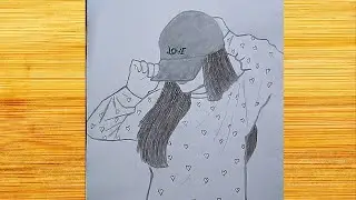 how to draw a girl with cap ||❤️ ❤️Girl drawing sketch/pencil drawing/4c hair/unique Art with D.R ||