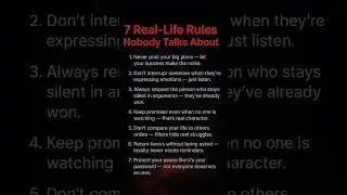 7 Real-Life Rules Nobody Talks About 💯 | Life Truths You Must Know 🔥 #Motivation #shorts #psychology