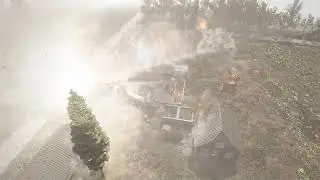Village under heavy bombardment