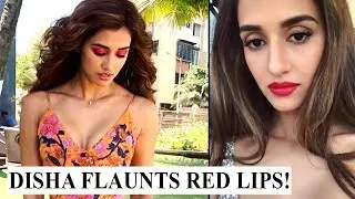 Disha Patani looks flawless in bold red lips and shimmery outfit