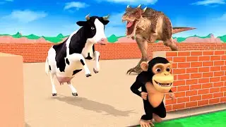 Temple Run Funny Monkey Run away From Zombie Dinosaur | Cow, Monkey, Dinosaur Pc Maze Escape Game