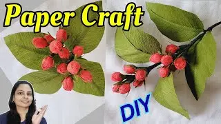 DIY | How To Make Paper Flower | Origami Paper cherry for Christmas decoration | Crepe Paper craft
