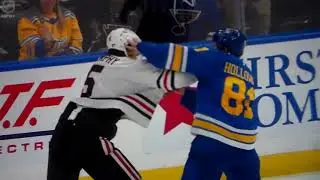 NHL hockey fight - Dylan Holloway(Blues) vs. Connor Murphy(Blackhawks)