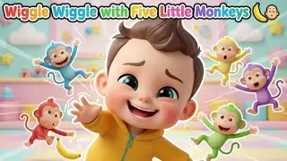 Wiggle Wiggle with Five Little Monkeys 🐒👶 | Funny Action Song for Kids