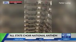 Kentucky all-state choir performs National Anthem from hotel balcony, keeping with annual tradition