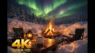 Aurora Borealis ❄️🔥  Northern Lights  #snow #relax #sound #sleepsounds #sleepmusic #cozy #fireplace