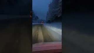 Winter mountain driving semi truck bc Canada