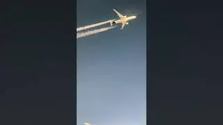 What a sight 🥹✈️ | Passenger records flight cruising just above his own | #aviation #view