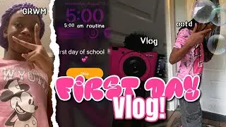 FIRST DAY OF 8TH GRADE VLOG||grwm,5:00 am routine,and ootd||💕📓🎒