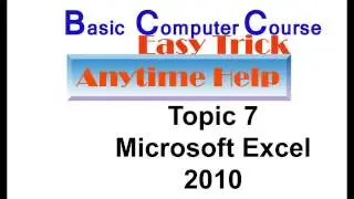 BASIC COMPUTER COURSE Microsoft Excel 2010 topic 7