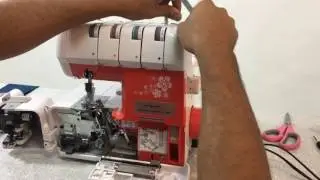 M&Aacute;QUINA DE COSTURA DOM&Eacute;STICA OVERLOQUE SS-320 SUN POINT VERMELHA