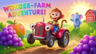 The Cute Monkey Drives a Tractor! 🍎🚜 Magic Fruit & Giant Cake Adventure