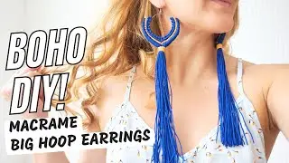 DIY Big Hoop Macrame Earrings – Easy Tutorial for Beginners! 🌟 Trendy & Fun Craft!
