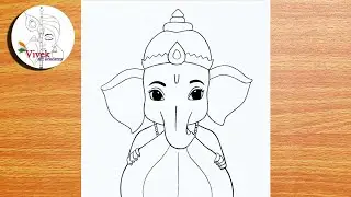 Ganpati Bappa with Big Modak Laddu Drawing | Easy Drawing | Ganesh Ji Drawing