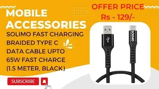 Amazon Brand - Solimo Fast Charging Braided Type C Data Cable upto 65W Fast Charge(1.5 Meter, Black)