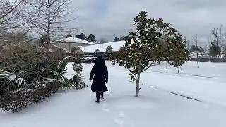 blended family: experience snow in Louisiana