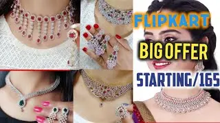 flipkart necklace jewellery haul//sell session big offers//American diamond jewellery collection//