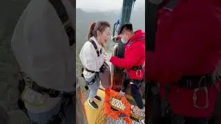 A Beautiful Girl Lost Her Shoes While Bungee Jumping#Asmr #Bungee #Funny #Challenge #Shorts