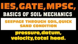 Seepage Through Soil//Quick Sand Condition//pressure,datum, velocity,total head.