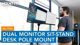 Dual Monitor Sit-Stand Desk Mount with Keyboard Tray | MI-7996 (Features)