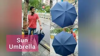 Sun Umbrella Blue Golf Big Size UV Protective Long & Non-Foldable Umbrella unboxing review |umbrella
