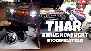 Mahindra Thar Hed Light Modified 😱🤯 minus headlight installation #thar #automobile #modification