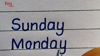 Seven days name | Sunday Monday Tuesday | Day's name | handwriting |writing | Eng Teach