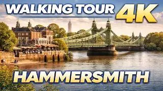HAMMERSMITH Walking Tour 4K 🇬🇧 | London Riverside Walk | Hammersmith Bridge & Thames