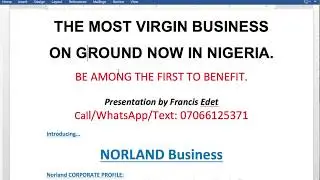 Norland  - The most virgin MLM business in Nigeria - BE AMONG THE FIRST TO BENEFIT.