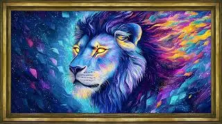 Cosmic Lion Royalty &mdash; Art Screensaver 4K Frame TV | Ethereal Oil Painting