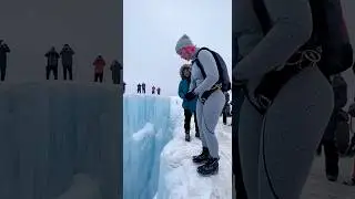 Cliff Airbag in Ice Canyon is Crazy 🔥😱 #pov #cliffjump #airbag #fun