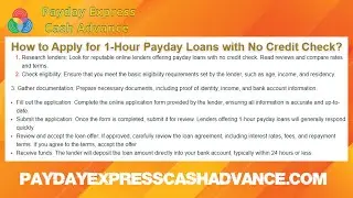 How to Apply for 1-Hour Payday Loans with No Credit Check?