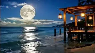 5 hours, Beautiful Ocean Midnight Poetic Calm Moon Relaxing Music For Deep sleep #musicrelaxation