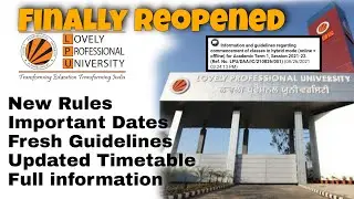 Full Information on LPU Reopening Offline | Sept 2021 | Important date, guidelines, timetable & more
