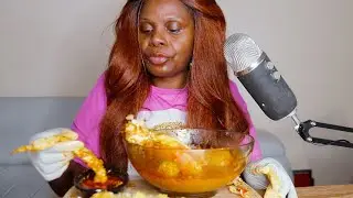 Bite Suck and Pull When It's Hot Homemade seafood boil ASMR Eating Sounds