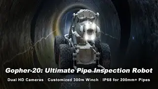 Gopher-20 Sewer Crawler: HD Camera Pipe Inspection Robot with 360&deg; View and Remote Control