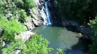 Drone view of High Falls Waterfalls in Philmont NY