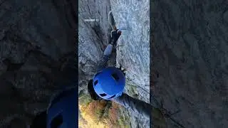 Struggling on via ferrata Signora delle acque