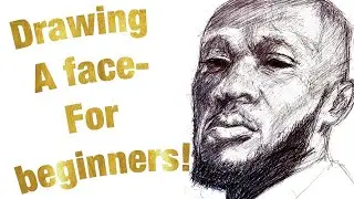 Drawing a face of a man using biro!