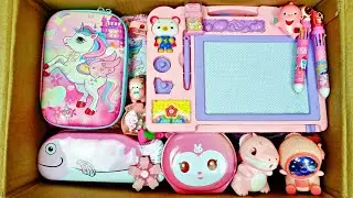 Unboxing Pink Stationery, LCD Tablet, Sipper bottle, Projector, Sharpener, Desk Lamp, Pencil Case