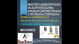HOOKE'S LAW।MODULUS OF ELASTICITY। POISSON'S RATIO। ELASTIC CONSTANTS&THEIR RELATIONS।ABDAL BRAINERY