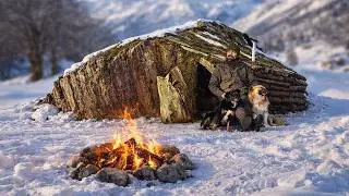 Living Inside the Winter Mountain Silence | Bushcraft Shelter with Dogs