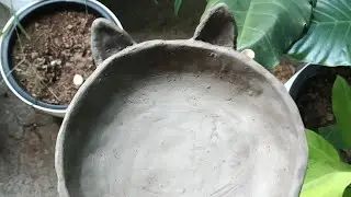 Clay cat Bowl part-1#shorts #viral #viralshort #clayart #clay #claycraft #viralsong #cat #diy 