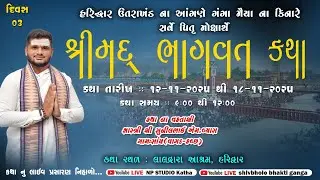 LIVE DAY 3 RASGARBA || Bhagvat Katha પૂજ્ય શાસ્ત્રી શ્રી સુનિલ એમ વ્યાસ || Haridwar -UK