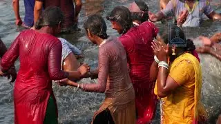 Holy bath at Yamuna river during Ganesh immersion in New Delhi
