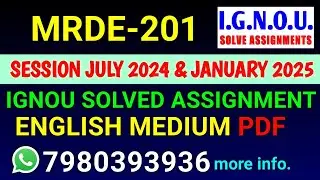 MRDE 201 Solved Assignment 2024-25 English, MRDE 201 Solved Assignment 24-25, MRDE-201 Assignment