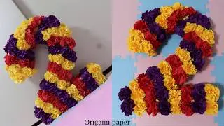 DIY 3D Number Crepes Paper Floral Birthday Decoration Ideas At Home | Flower Number 2 For Birthday