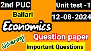 2nd puc Economics unit test 1 question paper 2024 first test important questions fix questions kseab